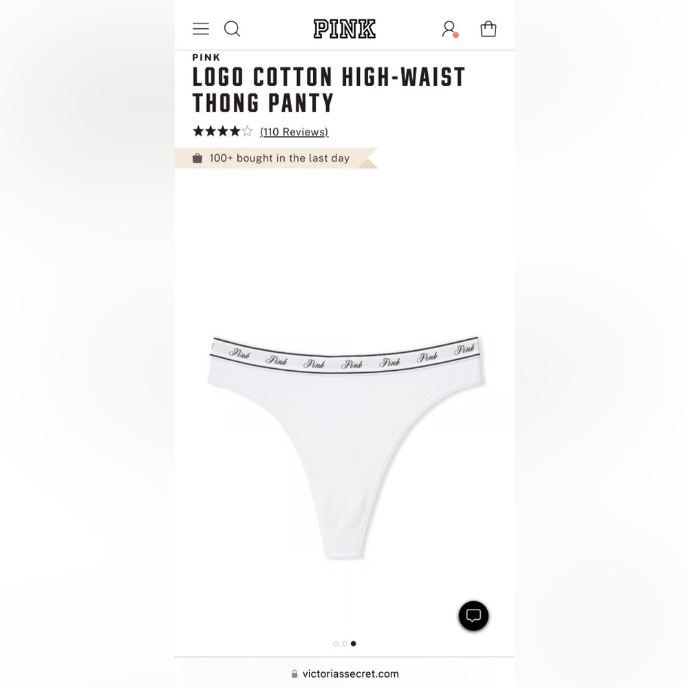 Logo Cotton High-Waist Thong Panty